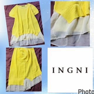 イング(INGNI)のイング★良品★裾シフォン切り替え★かわいいサマーニットワンピース(ミニワンピース)