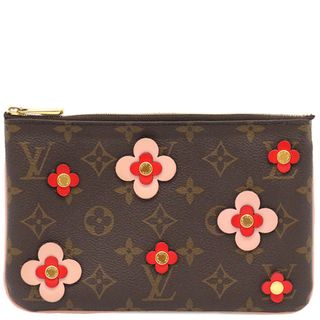 ルイヴィトン(LOUIS VUITTON)のルイヴィトン LOUIS VUITTON ショルダーバッグ ポシェット ドゥーブル ジップ フラワー モノグラムキャンバス モノグラム ゴールド金具 茶 赤 ピンク  M63905 GI5118 【箱】【中古】(ショルダーバッグ)