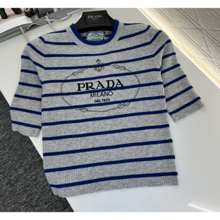 プラダ(PRADA)の プラダ ニットボーダーロゴニット(ニット/セーター)