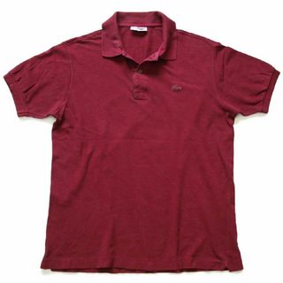 ラコステ(LACOSTE)の70s フランス製 CHEMISE LACOSTE ラコステ ワンポイント コットン 鹿の子 ポロシャツ バーガンディ 5★149 ビンテージ フレンチ ユーロ(ポロシャツ)