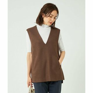 ユナイテッドアローズグリーンレーベルリラクシング(UNITED ARROWS green label relaxing)の【MD.BROWN】ウールライク チェック Vネック ベスト -防シワ-(ベスト/ジレ)