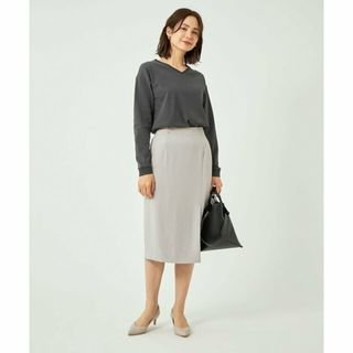 ユナイテッドアローズグリーンレーベルリラクシング(UNITED ARROWS green label relaxing)の【LT.GRAY】クレフィ スリット タイトスカート -マシンウォッシャブル・ストレッチ・防シワ- ◇No01◇(ひざ丈スカート)