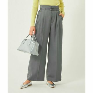 ユナイテッドアローズグリーンレーベルリラクシング(UNITED ARROWS green label relaxing)の【MD.GRAY】ハイウエスト ベルト タック ワイド パンツ(その他)