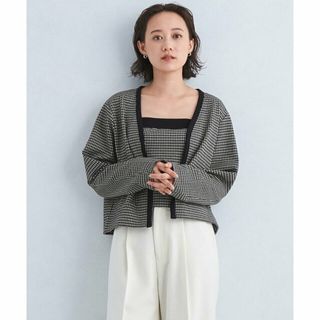 ユナイテッドアローズグリーンレーベルリラクシング(UNITED ARROWS green label relaxing)の【BLACK】チェック ジャカード カーディガン&ビスチェ セット(カーディガン)