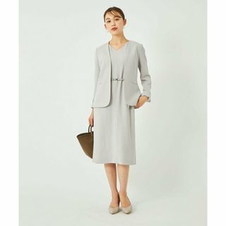 ユナイテッドアローズグリーンレーベルリラクシング(UNITED ARROWS green label relaxing)の【LT.GRAY】クレフィ ベルト フィット Vネック ワンピース -マシンウォッシャブル・ストレッチ・防シワ- ◇No01◇(ロングワンピース/マキシワンピース)