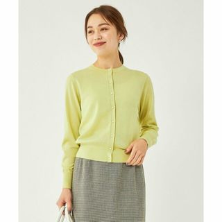 ユナイテッドアローズグリーンレーベルリラクシング(UNITED ARROWS green label relaxing)の【YELLOW】ウォッシャブルウール フェイクパール ボタン クルーネック ニット カーディガン(カーディガン)