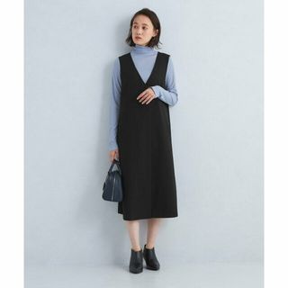 ユナイテッドアローズグリーンレーベルリラクシング(UNITED ARROWS green label relaxing)の【BLACK】Vネック ジップ ジャンパースカート(ロングワンピース/マキシワンピース)