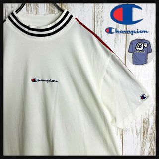 チャンピオン(Champion)の【希少デザイン】チャンピオン☆センター刺繍ロゴTシャツ アームロゴ 人気Lサイズ(Tシャツ/カットソー(半袖/袖なし))