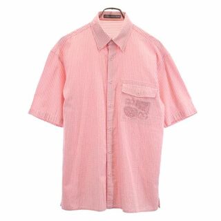 グリーンクラブ(GREEN CLUBS)のグリーンクラブ ストライプ柄 半袖 ボタンダウンシャツ 3 ピンク系 GREENCLUBS メンズ(シャツ)