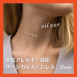 ペタルチェーンネックレス シルバー サージカルステンレス 35cm(ネックレス)