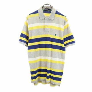 ポロバイラルフローレン ボーダー柄 半袖 ポロシャツ L グレー系 Polo by Ralph Lauren 鹿の子 メンズ(ポロシャツ)