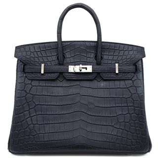 エルメス(Hermes)のエルメス HERMES ハンドバッグ バーキン25 ニロティカスマット ネイビー系 シルバー金具 紺 クロコ  □R刻印 【保存袋】【中古】(ハンドバッグ)