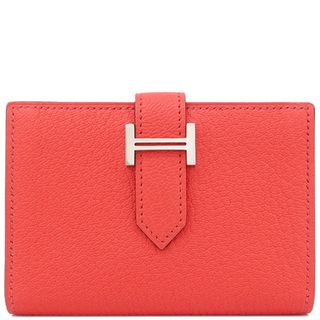 エルメス(Hermes)のエルメス HERMES カードケース ベアン シェーブル ローザテキサス シルバー金具 名刺入れ  B刻印（2023年製） 【箱】【中古】(名刺入れ/定期入れ)