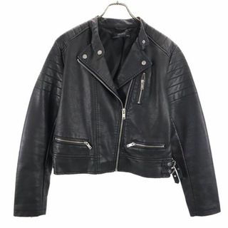 ザラ(ZARA)のザラベーシック フェイクレザー ダブルライダースジャケット XL 黒 ZARA BASIC レディース(ライダースジャケット)