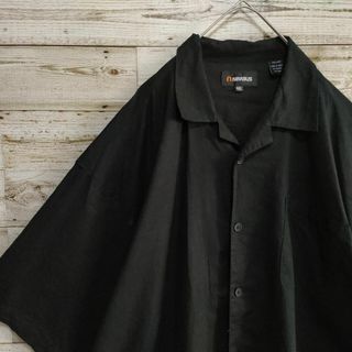 【769】オープンカラー　開襟半袖シャツ　レーヨンシャツ　ブラック　サイズ４ＸＬ(シャツ)