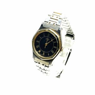 セイコー(SEIKO)の【稼働品】SEIKO 腕時計　クォーツ　3針　オクタゴン　黒　シルバー　ゴールド(腕時計)