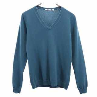 ユニクロ(UNIQLO)のユニクロ カシミヤ100％ 長袖 Vネック セーター L ブルー系 UNIQLO +J ニット レディース(ニット/セーター)