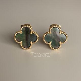 ●silver925 Flower ピアス GLAYシェル●黒蝶貝(ピアス)