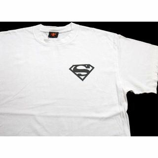 デルタ(DELTA)の00s WARNER BROS SUPERMANスーパーマン エンブレム コットンTシャツ 白 L★オールド DCコミック アメコミ キャラ ワンポイント ロゴ(Tシャツ/カットソー(半袖/袖なし))