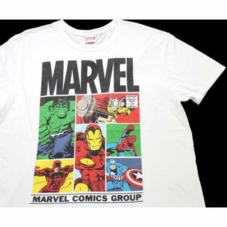 MARVEL - MARVEL COMICS GROUP アイアンマン スパイダーマン ハルク キャラクター コットンTシャツ 白 XL★DCコミック アメコミ オーバーサイズ