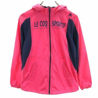 ルコック デサント製 プリント トレーニング 長袖 ジップパーカー M ピンク le coq フロントジップ 裏メッシュ レディース(パーカー)