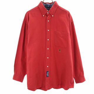 トミーヒルフィガー(TOMMY HILFIGER)のトミーヒルフィガー 90s オールド フラッグタグ 長袖 ボタンダウンシャツ 17 34-35 レッド TOMMY HILFIGER メンズ(シャツ)