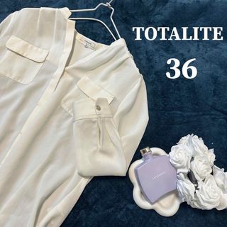 ラトータリテ(La TOTALITE)のTOTALITE ラトータリテ 白 無地 シャツ ブラウス Vネック 6d6(シャツ/ブラウス(長袖/七分))