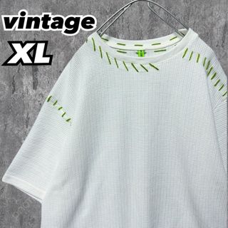 ヴィンテージ(VINTAGE)の【希少】メンズ ステッチカラーワッフルTシャツ サマーニット ビッグシルエット(Tシャツ/カットソー(半袖/袖なし))