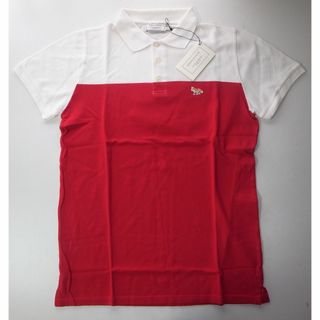 メゾンキツネ(MAISON KITSUNE')のmaison kitsune キツネ ポロシャツ white red sizeS(ポロシャツ)