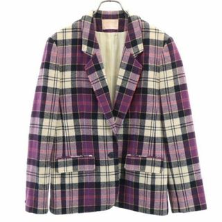 ペンドルトン(PENDLETON)のペンドルトン ウール USA製 チェック柄 テーラードジャケット 10 紫系 PENDLETON シングル レディース(テーラードジャケット)