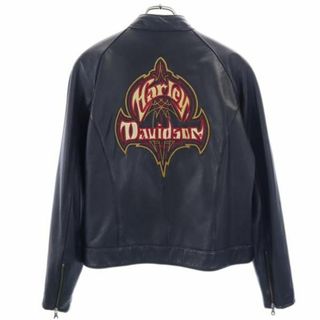 ハーレーダビッドソン(Harley Davidson)のハーレーダビッドソン バック刺_ レザー ライダースジャケット M ブラック系 HARLEY DAVIDSON メンズ(ライダースジャケット)