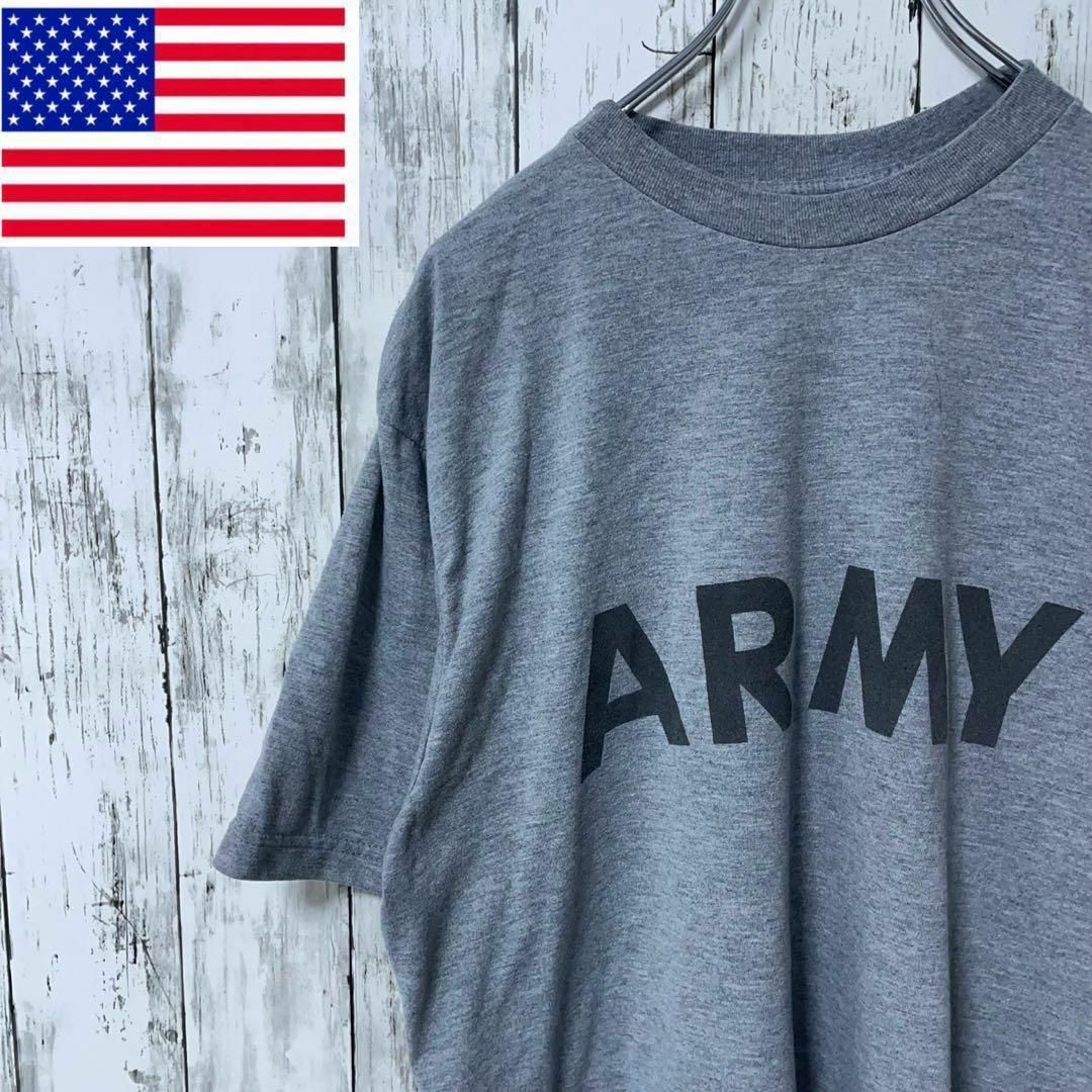 USA古着 ARMY ビッグプリントTシャツ M グレー メンズ メンズのトップス(Tシャツ/カットソー(半袖/袖なし))の商品写真