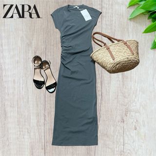 【タグ付・未使用品】ZARA ザラ ストレッチ サイド シャーリング ワンピース