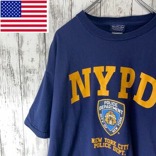 USA古着 NYPT ニューヨークポリス プリントTシャツ XL 紺 メンズ(Tシャツ/カットソー(半袖/袖なし))