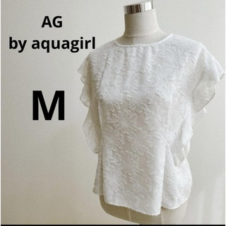 AG by aquagirl - AG by aquagirl】 ジャガード　フリル　ノースリーブ　透け感