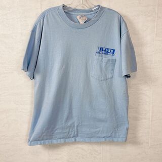 シングルステッチ　ビンテージＴシャツ　サイズＸＬ　両面ロゴ　青ブルー　メンズ古着(Tシャツ/カットソー(半袖/袖なし))