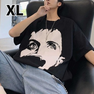 【イチオシ】黒 XL ストリート ビッグシルエット ユニセックス Tシャツ(Tシャツ/カットソー(半袖/袖なし))