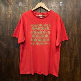 USA古着 半袖Tシャツ Merry Cannabis カンナビス 赤 XL(Tシャツ/カットソー(半袖/袖なし))