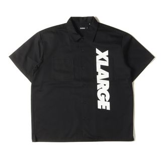 美品 X-LARGE エクストララージ シャツ サイズ:L 21SS ブランドロゴ T/Cツイル ワーク 半袖シャツ S/S STANDARD LOGO WORK SHIRT ブラック 黒 トップス カジュアルシャツ【メンズ】【中古】(シャツ)