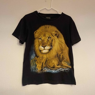 ヴィンテージ(VINTAGE)の『ヴィンテージ』90s アニマルTシャツ　ライオン　ブラック　半袖　メンズ(Tシャツ/カットソー(半袖/袖なし))