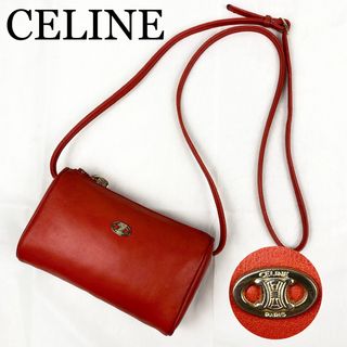 セリーヌ(celine)のCELINE ショルダーバッグ　トリオンフ金具　レザー　オレンジ　ゴールド金具(ショルダーバッグ)