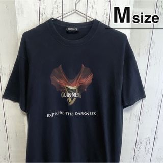 ギネスビール　Tシャツ　M　ブラック　黒　プリント　ロゴ　コットン　USA古着(Tシャツ/カットソー(半袖/袖なし))