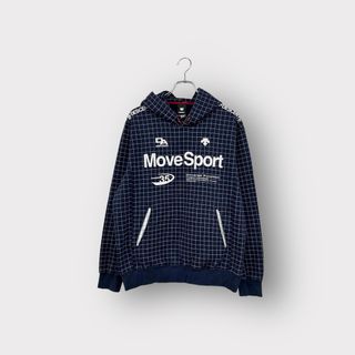 DESCENTE Move Sport デサント ムーブスポーツ 長袖パーカー ネイビー サイズ0 チェック メンズ ヴィンテージ 6(パーカー)