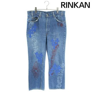 クロムハーツ(Chrome Hearts)のクロムハーツ  STENCIL DENIM/ステンシル ペイントデザインクロスパッチ付きデニムパンツ メンズ 34インチ(デニム/ジーンズ)