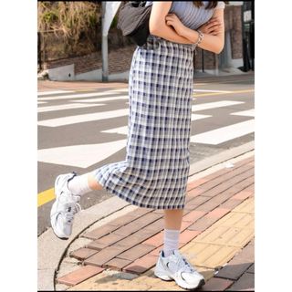 シーイン(SHEIN)の【美品】SHEIN シーイン ロングチェックスカート　M(ひざ丈スカート)