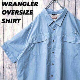 ラングラー(Wrangler)のアメリカ古WRANGLERラングラー　ベンチレーションシャツ　デカイ3XLブルー(シャツ)