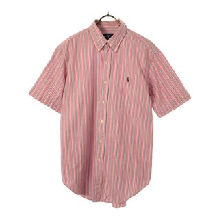 ラルフローレン(Ralph Lauren)のラルフローレン ストライプ 半袖 ボタンダウンシャツ L ピンク系 RALPH LAUREN CLASSIC FIT メンズ(シャツ)