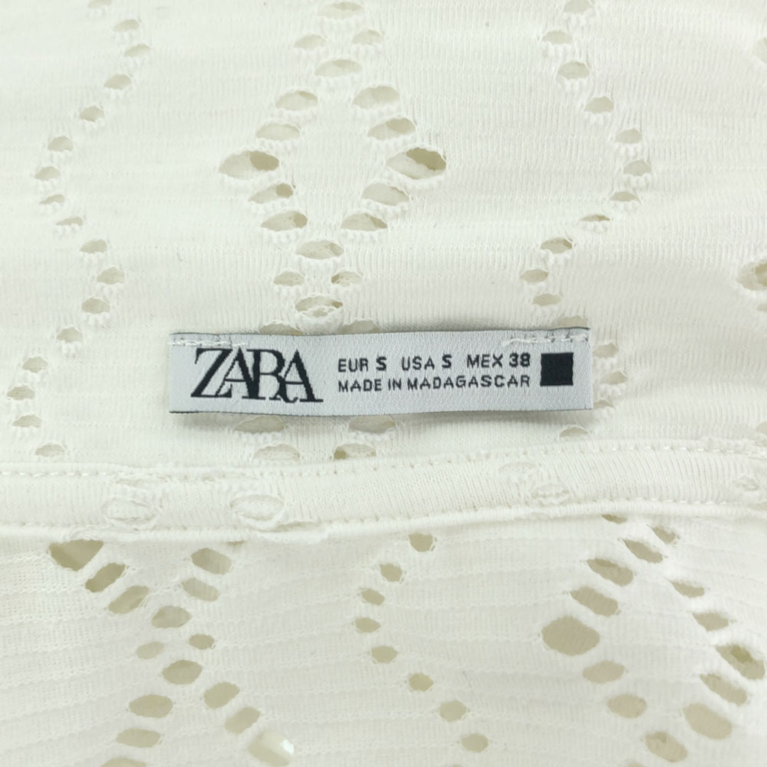 ZARA(ザラ)の未使用 ザラ 未使用 半袖 透かし編み シャツ S ホワイト ZARA タグ付き メンズ メンズのトップス(シャツ)の商品写真