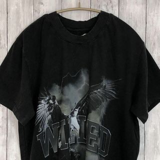 黒ブラック　半袖Ｔシャツ　サイズＭ　メンズ　古着　夏物サマーアイテム(Tシャツ/カットソー(半袖/袖なし))