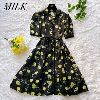 ミルク(MILK)の美品✨MILK ミルク ハニーレモンドレス　シャツワンピース　2020 ブラック(ロングワンピース/マキシワンピース)